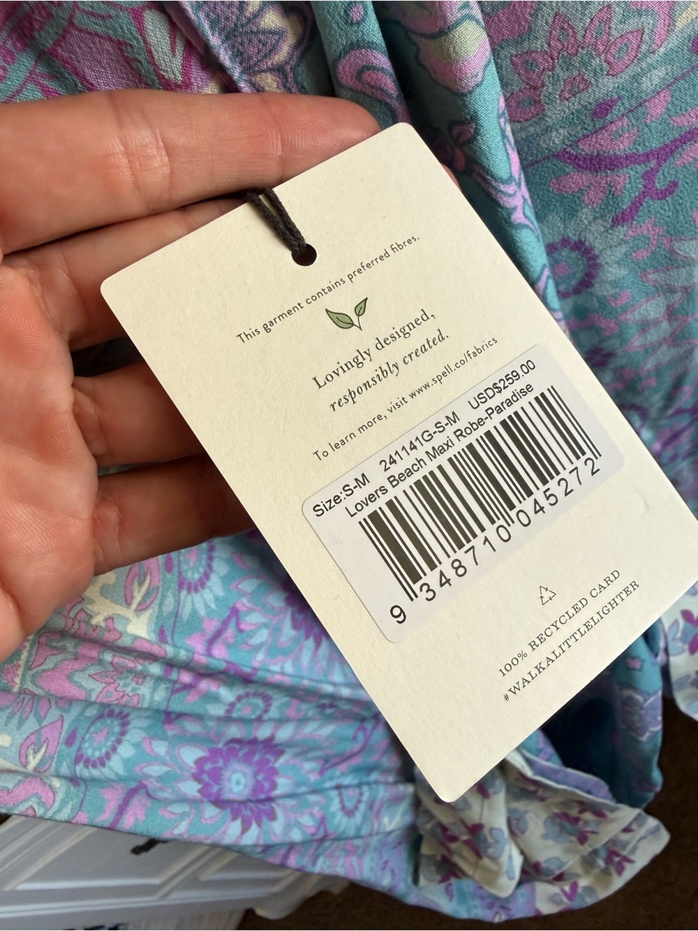 Spell Asymmetrical Maxi Robe in Aqua and Lavender Paisley - Picture 7 of 7